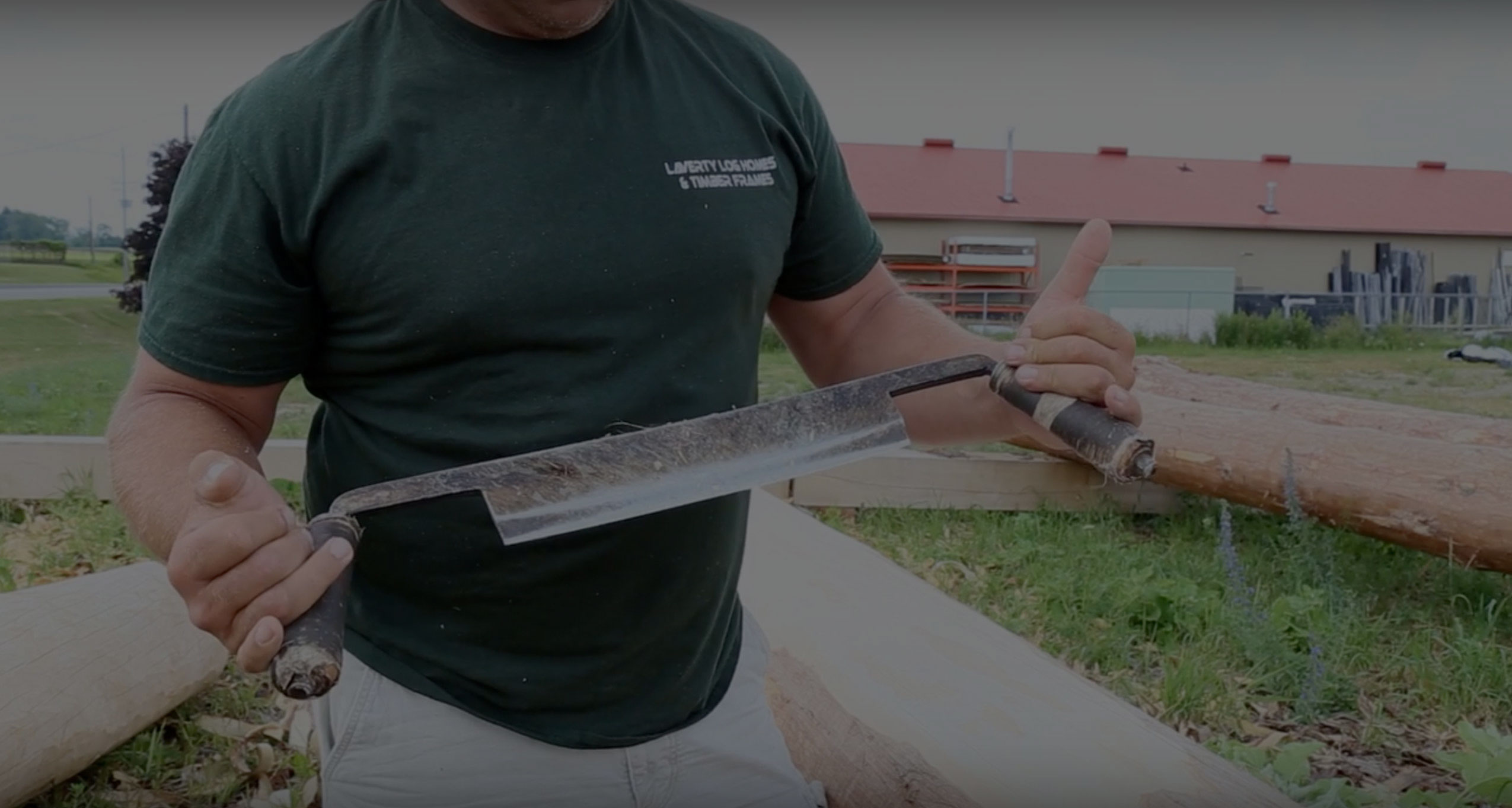 How To Build A Log Home: Log Peeling With A Drawknife